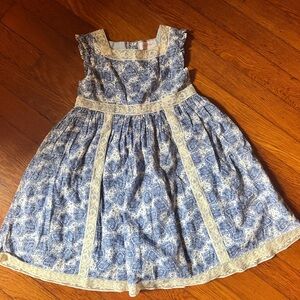 Girls 5T blue and cream lace dress